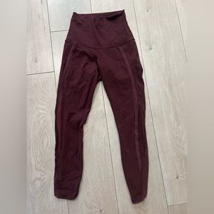 LuluLemon maroon leggings with details